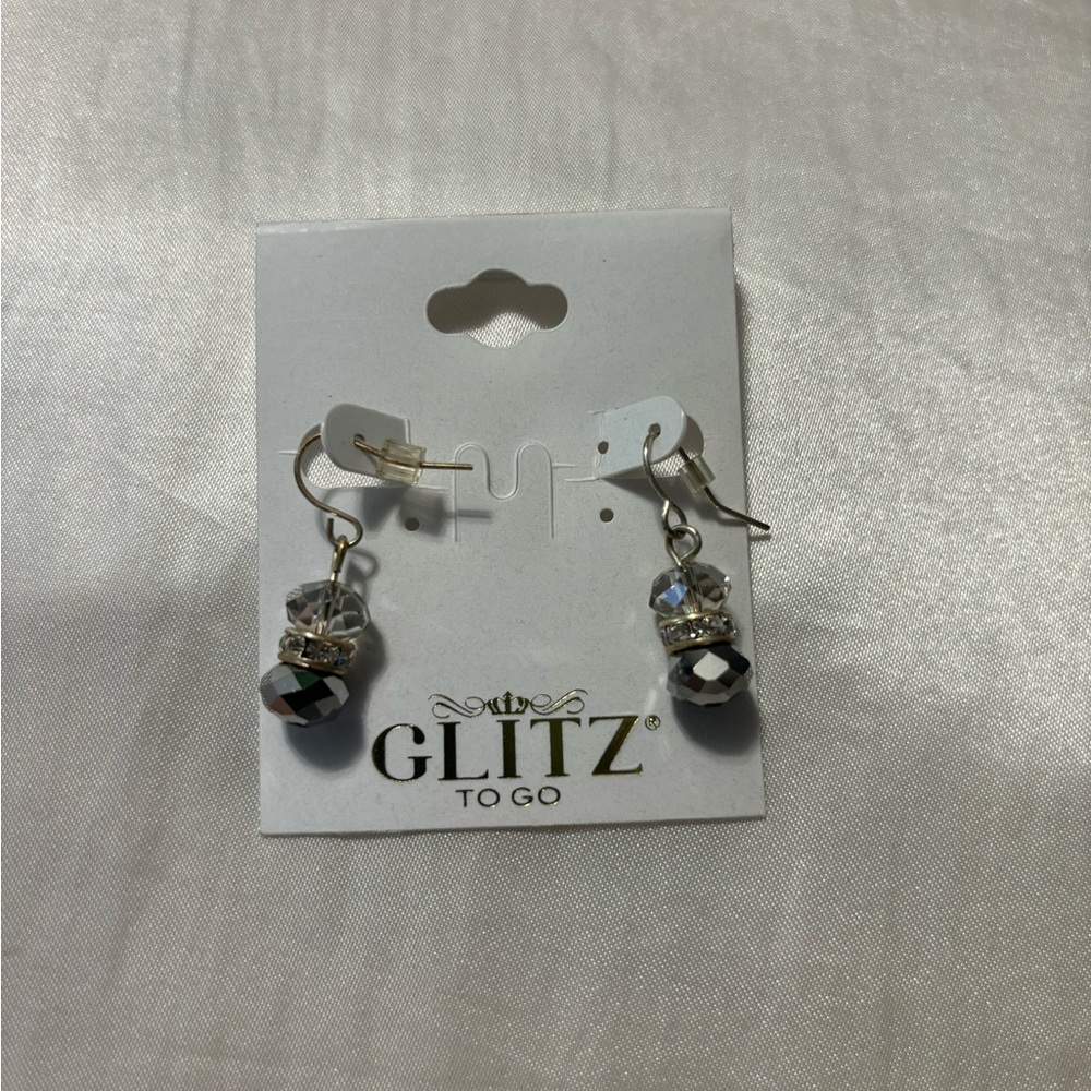 Glitz To Go Silver Dangle Earrings
